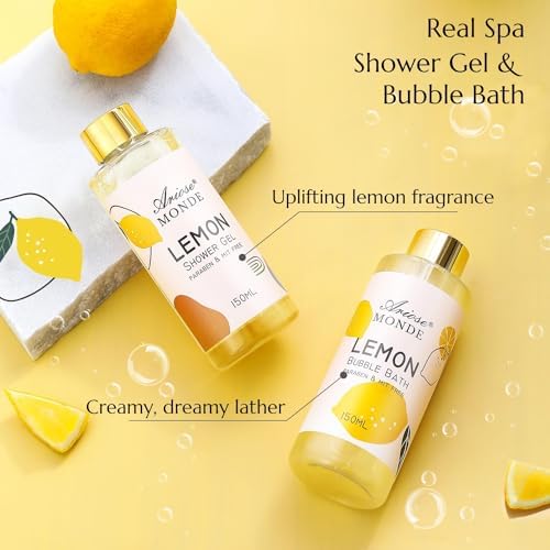 Gifts for Women Gift Basket for Women- 8pcs Lemon Home Spa Self Care Kit - Image 3
