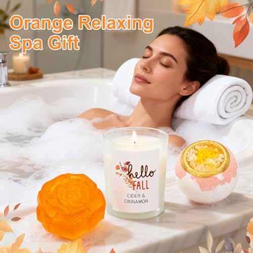 Fall Gifts Baskets for Women, Orange Relaxing Spa Gift for Thanksgiving - Image 3