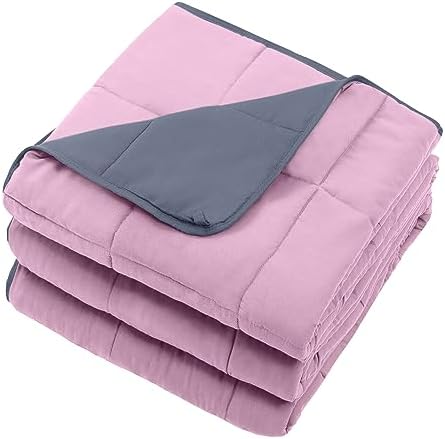 Weighted Blanket for Adults 20lbs, 48"x72", Twin Full Size Cooling Heavy Throw Blanket for 180-220lbs, Microfiber Soft Big Blankets Weighted Comforter, Pink Grey - Image 7