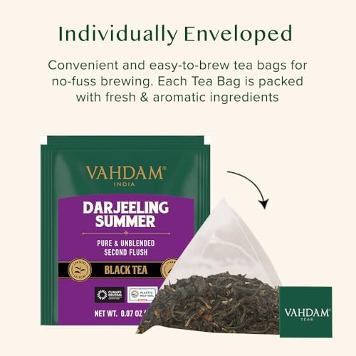 VAHDAM, Darjeeling Black Tea Bags (30 Count) High Caffeine, Non GMO, Gluten Free | Smooth & Sweet Tea With Distinguished Fruity Notes | Full Bodied | Individually Wrapped - Image 4