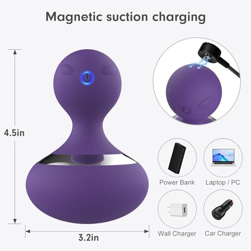 Cordless Electric Handheld Massage Ball, Rechargeable Body Neck Massage Tool (Violet) - Image 3