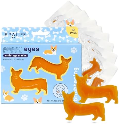 SpaLife Puppy Eyes Corgi Under Eye Patches for Dark Circles | Puppy Under Eye Patches for Puffy Eyes | Radiance Undereye Masks for Bags and Shadows | Pack of 10 Pairs (10 Undereye Treatments) by SpaLife