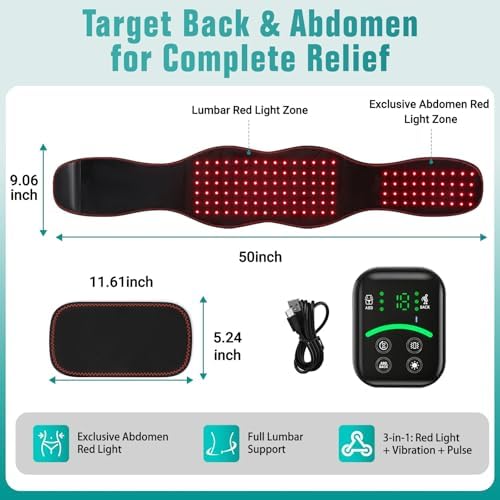 Red Light Therapy Belt for Body Back, 5000mAh Cordless Infrared Waist Wrap - Image 7