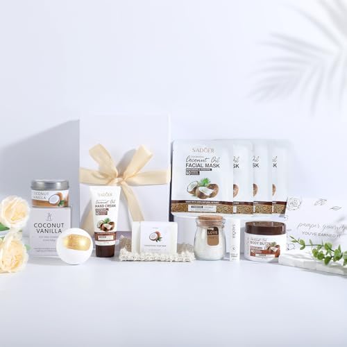 Coconut Spa Gifts for Women Birthday Self Care Kit Mothers Gifts Basket Thank You Relaxing Bath Sets for Moms Friends Co-worker Daughter Girlfriend Grandma Sister Teacher Daughter-in-Law - Image 4