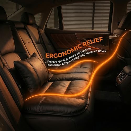 A leather rear seat cushion specially designed for cars - made by hand - can relieve pain in the buttocks, pressure points, and sciatic nerve. | Rear seat cover (Premium Black, Rear Seat Cushion) - Image 6