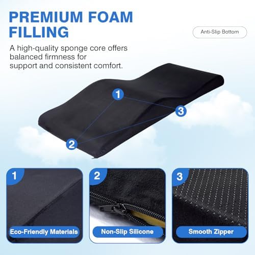 MoyRetty Curved Lash Bed Foam Topper (23''*70'), High Density Foam Massage Cushion with Removable Beauty Salon Bed Cover (Black) - Image 2