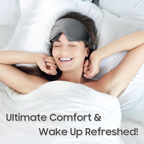 Sleep Mask - Total Blackout 3D Sleeping Mask, Super Lightweight & Silky Soft Eye Mask for Sleeping, Fully Adjustable Fit for Home, Office, Traveling, Meditation, Yoga, Gray, Mothers Day Gifts - Image 7