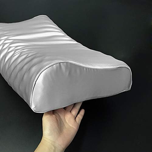 Silk Pillowcase for Memory Foam Pillow Neck Pillow, Pure Mulberry Silk Pillow Case for Cervical Pillow Contour Pillow (Grey, 21" x 14.5" x 4.9"/4.2") by Cozysilk%7CBringNatureHome