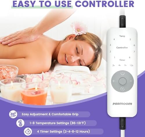 Massage Table Warmer Heating Pad Professional Massage Bed Warmer with 4 Timer, 8 Heat Settings, Overheat Protection for Massage Bed & Spa, Lightweight and Compact for Easy Portability, 30" x 71" - Image 2