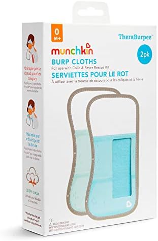 Munchkin® TheraBurpee: 4 Pack Burp Cloths with Built-in Pockets, for use with Colic & Fever Rescue Kit, 1 Blue, 1 Mint,2 Count (Pack of 1) - Image 7