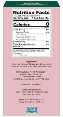 VAHDAM, Hibiscus Rose Tea Bags - 100% Whole Hibiscus Flowers Herbal Tea Bags (100 Count) With Rose, Chamomile & Exotic Spices | Caffeine Free, Floral Flavor Tisane | Resealable Ziplock Pouch - Image 2