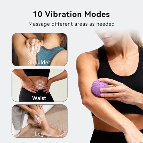 2.4" Mini Electric Vibrating Massage Ball, 10-Speed Fitness Yoga Massage Roller for Palm, Hand, Foot, Leg, Neck, Back, Multi-Directional Massage Ball (Lavender) - Image 7