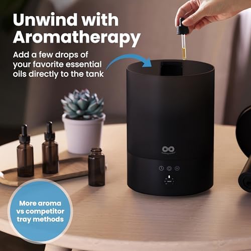 Everlasting Comfort 2.5L Top Fill Humidifier for Bedroom – 28dB Ultra-Quiet, Easy to Fill & Clean, 24HR Runtime, Night Light, Timer, Ultrasonic Cool Mist, Auto Shut-Off for Indoor Use - Black - Image 7