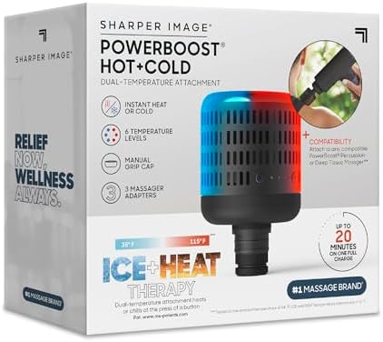 Sharper Image® Powerboost Hot + Cold Dual-Temperature Massage Gun Attachment - Instant Heat & Cold, 6 Temperature Levels, Compatible with Powerboost Massage Guns, Black - Image 7