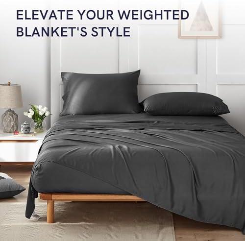 YnM Exclusive Cooling Duvet Cover for Weighted Blankets with 16 Strings (Dark Grey, 48"x72") - Image 6