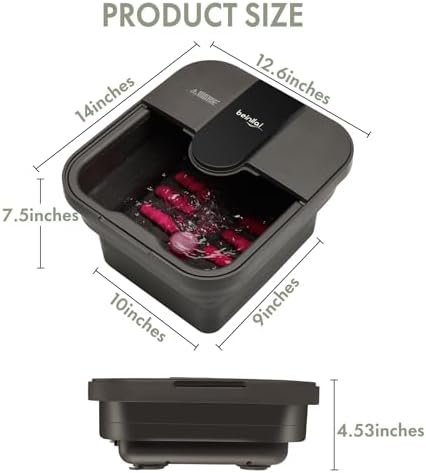 Beinilai Collapsible Foot Spa Bath with Heat,Bubble,Massage Rollers - Image 7