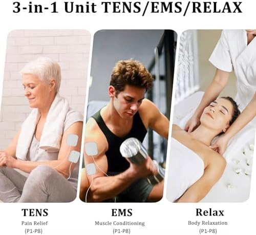 Dual Channel TENS EMS Unit 40 Intensities for Gradual Pain Relief Therapy, 24 Modes Muscle Stimulator, Electronic Pulse Massager with 8 Pads, Dust-Proof Drawstring Storage Bag - Image 2