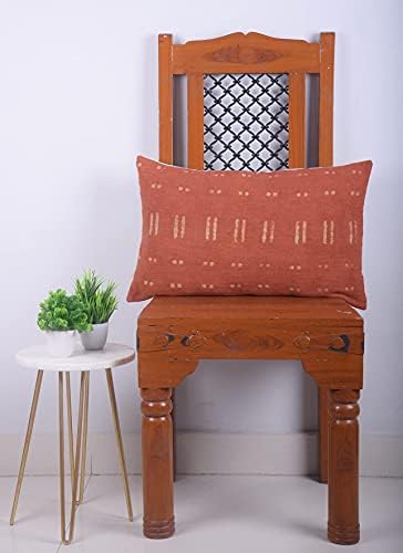 Trade Star Lumbar Pillow Covers 100% Cotton Cushion Cover Indian Decorative Cushion Cover Luxurious Throw Pillow Cover for Room Decor Handloomed Mudcloth Cushion Case (Rust Blossom 14X22 INCHES) - Image 2