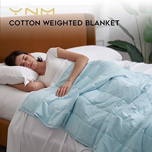 YnM Weighted Blanket,Heavy 100 Percent Oeko-Tex Certified Cotton Material(Light Blue, 80''x87'' 30lbs), Two Persons(140~240lb) Sharing Use on Queen/King Bed | A Duvet Included - Image 2
