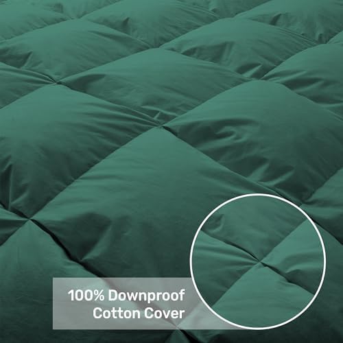 UNIKOME Queen Size Goose Feather Down Fiber Comforter Duvet Insert, Green - Image 6