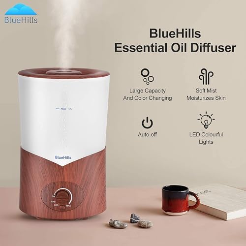 BlueHills 1000 ML Essential Oil Diffuser Premium Humidifier Large Dark Wood - Image 6