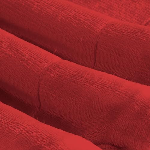 Elegant Comfort Ultra Soft Reversible Flannel Sherpa Blanket - Cozy Silky Fleece Throw for Couch, Bed - Plush Fuzzy Warm Winter Blanket for Gift, Full, Red - Image 7
