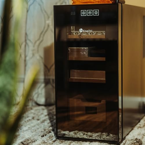 KingChii 26L Electric Cigar Humidors with Temperature Control System, Cigar Cabinet with Spanish Cedar Wood Shelves & Hygrometer, Gifts for Men (4 Layers 200 Capacity) - Image 6