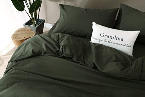 F.Y.Dreams 100% Washed Cotton Duvet Cover for Weighted Blanket 48x72 inches with 16 Ties, Zipper on Long Side/Forrest Green/Just Duvet Cover - Image 6
