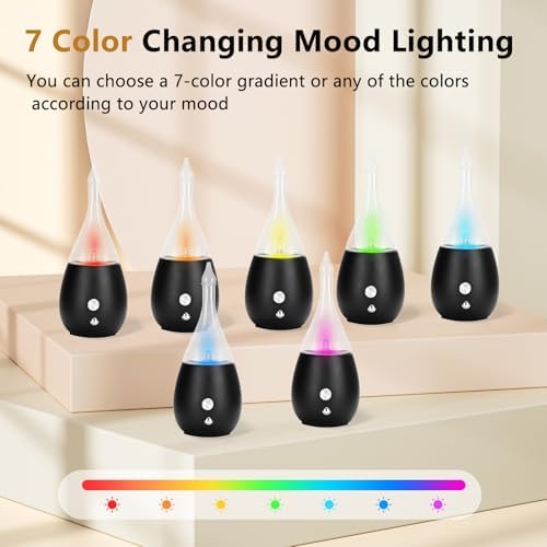 Lychee Essential Oil Diffuser Humidifiers, 7 Colors Light Setting, Quiet Diffuser, Small Aromatherapy Diffuser with Wood Grain Base for Home Bedroom Office Yoga Nice Gift - Image 7