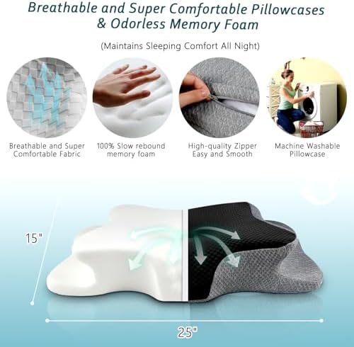 CHxxy Cervical Neck Pillow for Pain Relief Sleeping, Memory Foam Pillows - Image 6