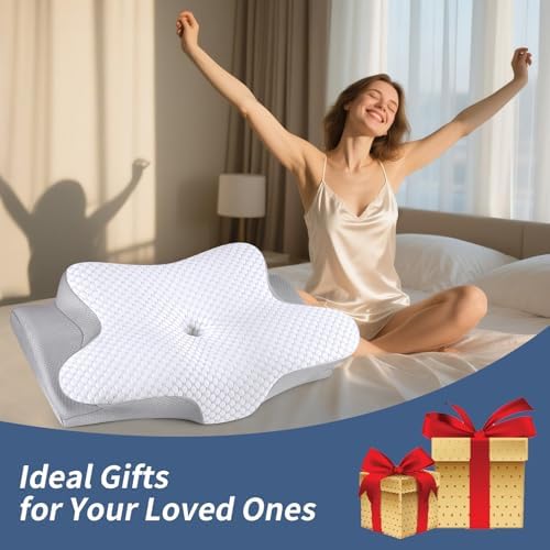 Cervical Pillow for Neck Pain Relief, Ergonomic Neck Pillow for Sleeping, Contour Side Sleeper Pillow for Neck Support, Orthopedic Cooling Memory Foam Pillows for Back Stomach Sleepers (White) - Image 7