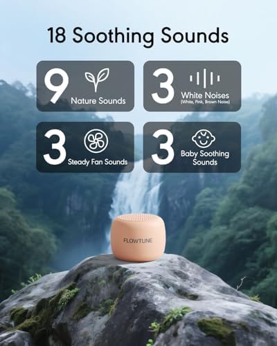 FLOWTUNE Sound Machine White Noise Machine for Baby Adults, 18 Non-looping Sounds, Timer, Memory Function, Portable Sleep Sound Therapy Gift (Peach) - Image 2