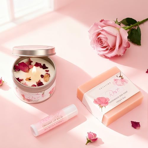 Gifts for Women Birthday Gift Baskets, Rose Relaxing Home Spa Set - Image 5
