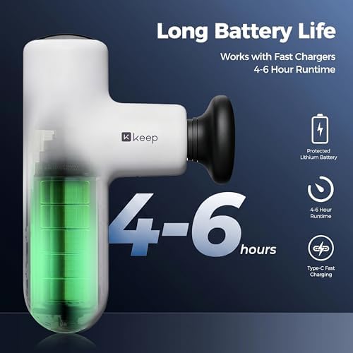 KEEP Heated Deep Tissue Mini Massage Gun, Lightweight Handheld Percussion Massager for Back, Arms and Legs, 4 Speeds & 12-15mm Amplitude for Muscle Soreness & Lactic Acid Relief - Image 2
