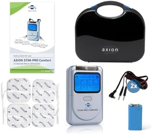axion TENS Unit STIM-PRO Comfort - with 4 pcs of 2x2‘‘ Electrode Pads | TENS Machine Muscle and Nerve Stimulator for Drug-Free Pain Relief for Sore and Aching Muscles Like Back Pain - Image 7