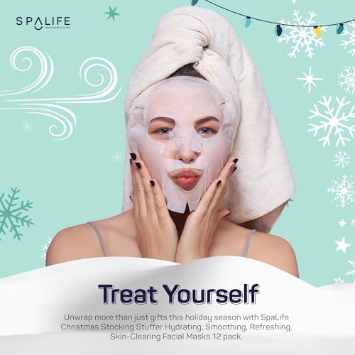 SpaLife Beauty Stocking Stuffers Christmas Face Mask Bundle | Korean Facial Masks | Hydrating, Smoothing, Refreshing and Clarifying Sheet Mask Set | Christmas Stocking Stuffers for Women | 12 Pack - Image 2