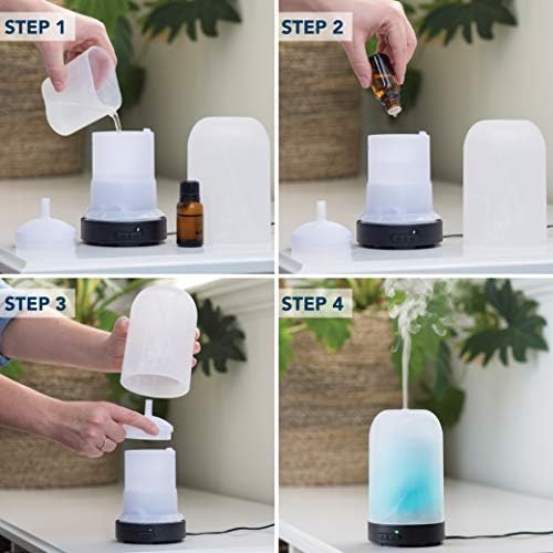 Airome Frosted Glass Medium Essential Oil Diffuser|100 mL Humidifying Ultrasonic Aromatherapy Diffuser 8 Colorful LED Lights, Intermittent & Continual Mist, Auto Shut-Off - Image 4