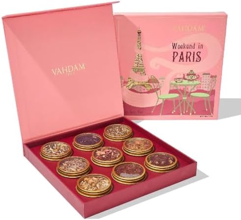 VAHDAM, Weekend in Paris Tea Gift Set - 9 Assorted Teas | Travel Edition Gift Box | Natural Ingredients Luxury Tea Set | Gluten Free, Non-GMO by Unknown