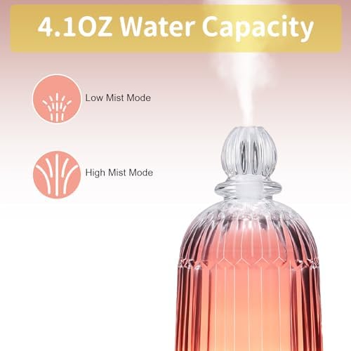 120ml Glass Diffuser, Ultrasonic Aroma Diffusers Cool Mist Humidifier with Glass Cover & Plastic Reservoir with 7 Color LED Lights, Auto Shut-Off for Office, Home, Yoga, Spa(Black Bottom) - Image 6