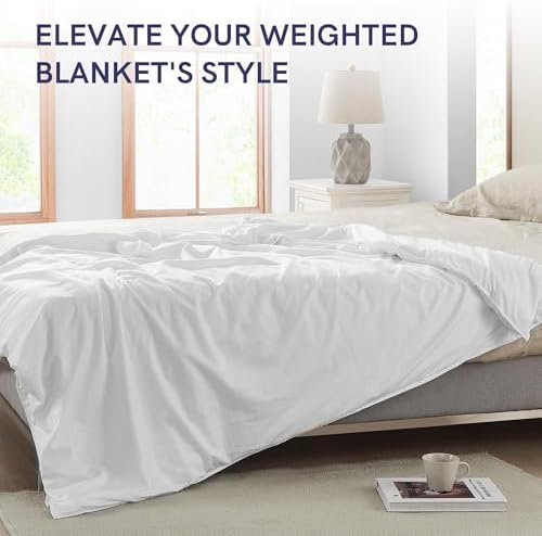 YnM Cotton 3-Side Zipper Duvet Cover for Weighted Blankets | Easy on, Easy Off White, 88"x104" - Image 6