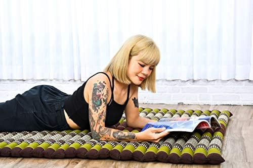 Leewadee - Kapok Roll Mat – Handcrafted Folding Sleep & Relaxation Mattress from Thailand, Ideal as Guest Bed, Camping Mat, Yoga Mat or Traditional Futon, 75 x 39 inches, Brown Green - Image 6