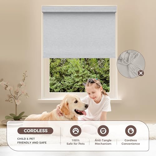 Allesin zen No Drill No Tools 100% Blackout Roller Shades for Windows, UV Protection, Free-Stop, Cordless Roller Blinds, Custom Blinds for Home, Office, Bedroom, Light Gray, Custom Size - Image 6