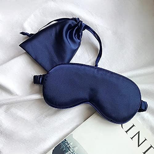 Navy Sleep Eye Mask, Blackout Silk Satin Travel Blindfold Set Women - Image 7