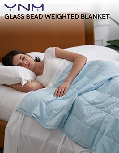 YnM Weighted Blanket,Heavy 100 Percent Oeko-Tex Certified Cotton Material(Light Blue, 80''x87'' 25lbs), Two Persons(110~190lb) Sharing Use on Queen/King Bed | A Duvet Included - Image 2