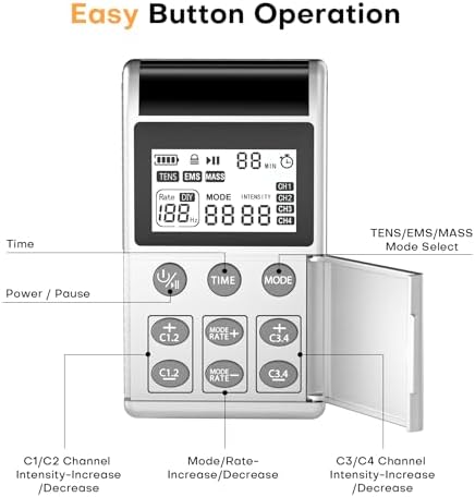 TENS EMS Muscle Stimulator Unit, FDA Cleared 48 Modes 4 Outputs with 16 Electrode Pads (2"x2") for Pain Relief in Shoulder, Neck, Back & Sciatica, Electronic Pulse Massager for Physical Therapy - Image 7