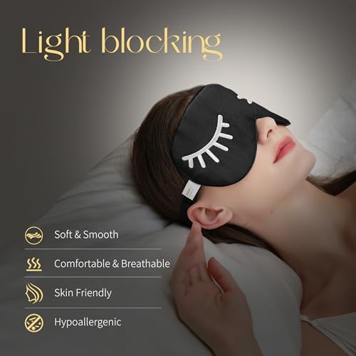 ZIMASILK 100% Natural Silk Sleep Mask Blindfold,Adjustable Super-Smooth Soft Eye Mask for Sleep with Bag(Eyelashes) - Image 2