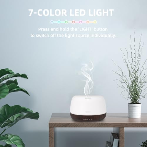 SEEDSEEL 300ML Essential Oil Diffuser, Small Aromatherapy Diffuser with Remote Control, 7-Color LED Light,4 Timer, Quiet,Auto-Off, Easy to Use,for Home,Bedroom,Office - Image 7