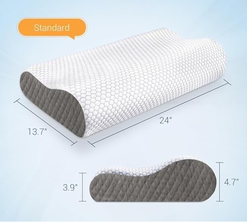 Neck Pillow for Sleeping, Ergonomic Cervical Bed Pillow, Grey Standard Size - Image 5