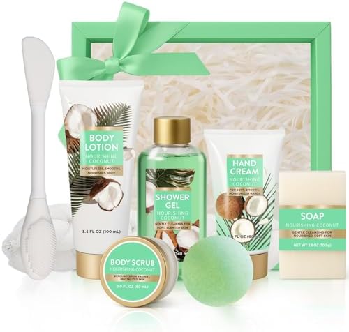Spa Gift for Women, 8 Piece Luxury Coconut Bath Set with Bubble Bath & Bath Bombs Body Scrub Lotion Hand Cream, Bath Sets for Women Gift, Anniversary Present Birthday Gifts - Image 7