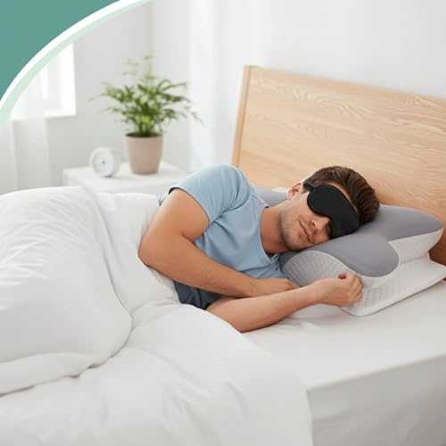 Cervical Pillow for Neck Pain Relief – Ergonomic Memory Foam Pillow with sleeping mask, Orthopedic Neck Support Pillow for Side Sleepers, Comfortable Sleeping Pillow for Neck & Shoulder Support - Image 7